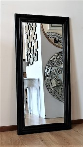 Lustro dębowe z piękną czarną ramą 70x140