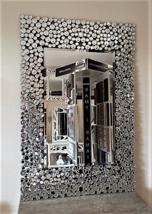 Lustro prostokątne z ramą kryształową 80x120