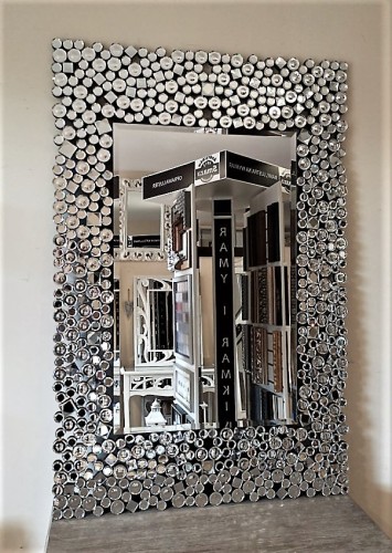 Lustro prostokątne z ramą kryształową 80x120