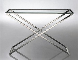Konsola ze stali i szkła srebrna 120x40x80