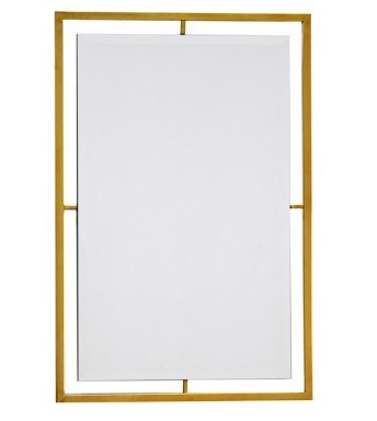 Prostokątne lustro z ramą ze złotej stali nierdzewnej 60x90