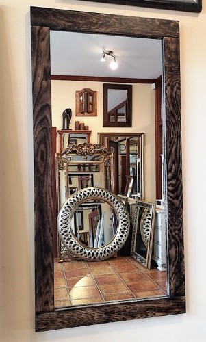 Lustro z ramą dębową brąz opal 60x120