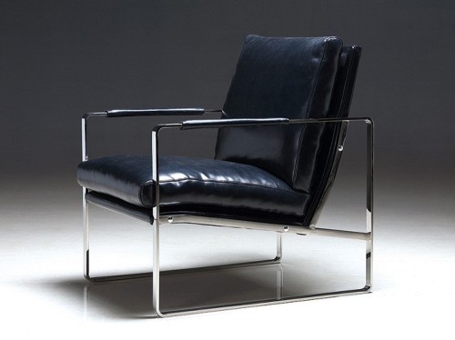 Designerski fotel ze stali nierdzewnej i skóry ekologicznej