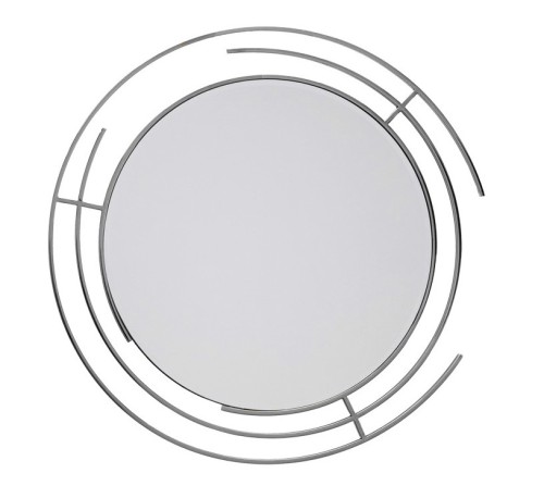Designerskie lustro w srebrnej nierdzewnej ramie 90x90