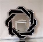 Dekoracyjne lustro srebrno czarne 80x80