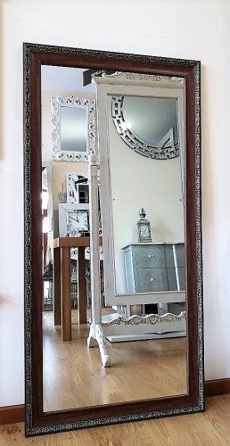 Lustro w ramie drewnianej brązowo złotej 70x140