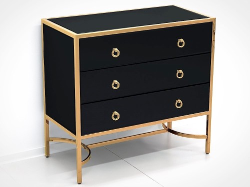 Komoda w stylu glamour czarno złota