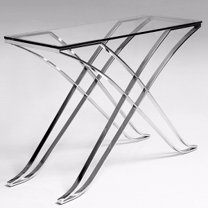 Konsola ze stali i szkła srebrna 120x40x80