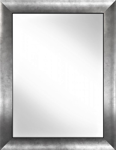 Dekoracyjne lustro z ramą o strukturze srebrnego betonu 64x84