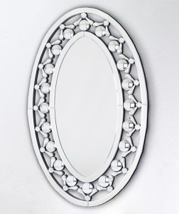 Lustro owalne  z ramą kryształową 58x92cm