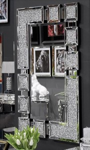 Lustro z ramą lustrzaną wypełnioną kryształkami 80x120