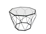 Stolik industrialny z czarnego metalu i szkła 55 x 38 x 55