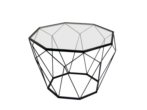 Stolik industrialny z czarnego metalu i szkła 55 x 38 x 55
