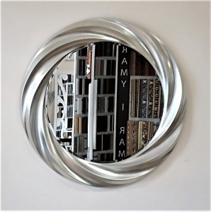 Srebrne lustro dekoracyjne okrągłe 80 cm