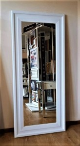 Lustro do przedpokoju w białej ramie dębowej 80x180