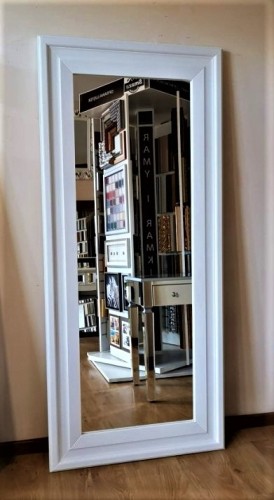Lustro do przedpokoju w białej ramie dębowej 80x180
