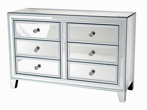 Komoda lustrzana zdobiona kryształkami 120x41x80