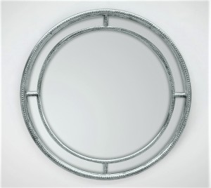 Okrągłe lustro z ramą srebrną 90x90