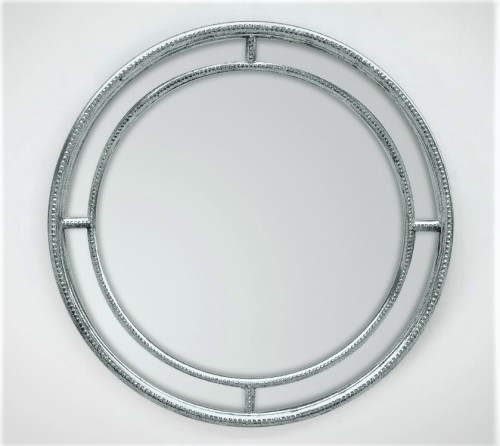 Okrągłe lustro z ramą srebrną 90x90