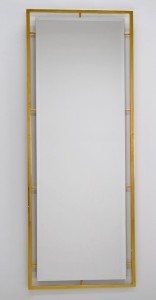 Prostokątne lustro z ramą ze złotej stali nierdzewnej 80x180