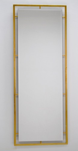 Prostokątne lustro z ramą ze złotej stali nierdzewnej 80x180