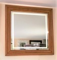 Lustro led z ramą frezowaną złoty dąb 80x80