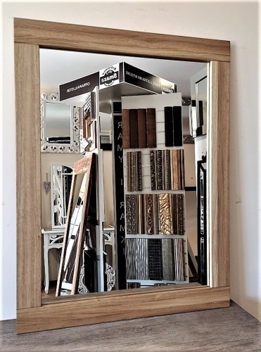 Nowoczesne lustro z ramą dębową modyfikowaną 70x90