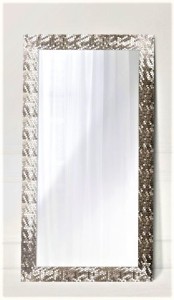 Lustro w stylu glamour z ramą srebrną satynową 74x134