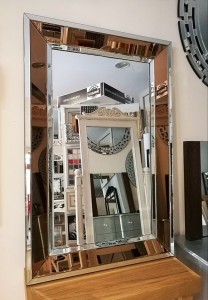 Lustro z ramą lustrzaną brązowo-srebrną 80x120