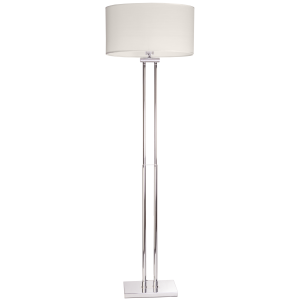 Nowoczesna chromowana lampa stojąca z białym abażurem ATHENS
