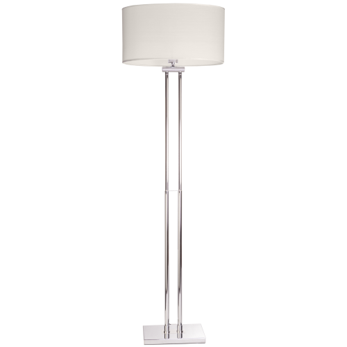 Nowoczesna chromowana lampa stojąca z białym abażurem ATHENS