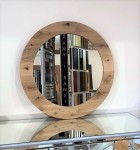 Lustro okrągłe z ramą dębową olejowaną NATUR 80x80