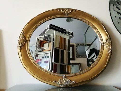 Lustro złote owalne 66x76