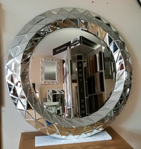 Okrągłe lustro z ramą lustrzaną 100x100