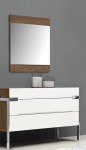Eleganckie minimalistyczne lustro z drewnianymi panelami 70x80