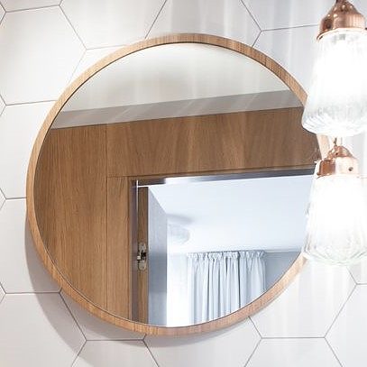 Lustro okrągłe z wąską ramą dębową 70x70 , kolor ramy dąb naturalny 11